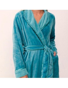 bata de mujer larga cruzada en coralina modelo Japón de promise 2