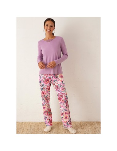 pijama de mujer en tejido modal para entre tiempo de manga larga promise modelo violeta