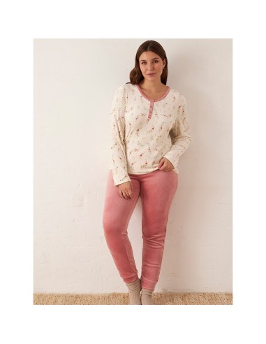 pijama de mujer para invierno en spandex de promise modelo corazones