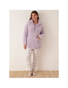 conjunto de bata de sherpa y pijama en algodón para mujer modelo Angela de promise