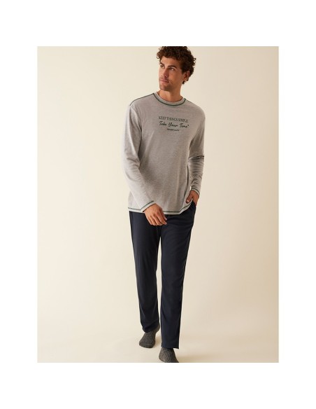 pijama en algodón para hombre del conjunto de invierno cuadro verde de promise