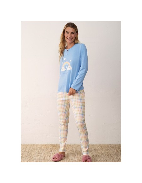 pijama de mujer en algodón para invierno modelo arcoiris de promise