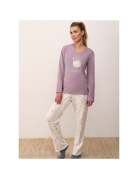 pijama de mujer para invierno en algodón promise modelo ovejita