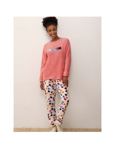 pijama de mujer en coralina modelo flower power de promise