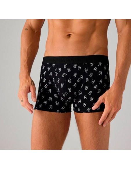 bóxer de hombre en algodón de ysabel mora pack de 2 modelo rock negro.gris