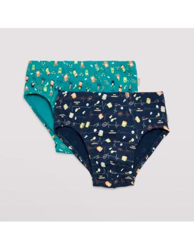 slips de niño pack de 2 unidades en algodón modelo pepito de ysabel mora verde-marino