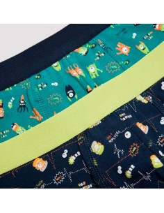 Bóxer para niño en algodón pack de 2 ysabel mora modelo juguetón verde-marino 2