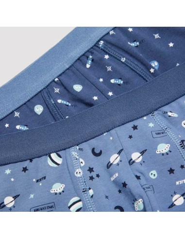 pack de ysabel mora para niño con bóxer de algodón modelo juguetón en azul