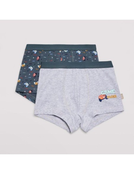 pack de 2 boxers en algodón para niño ysabel mora modelo juguetón en gris