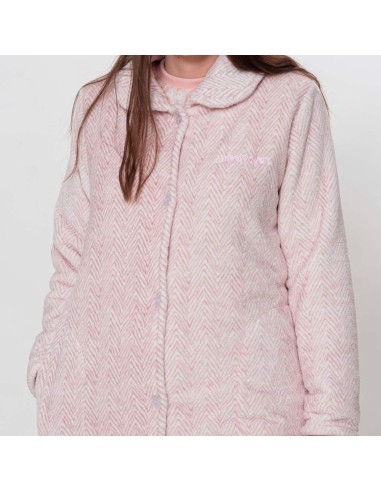 don algodón bata de mujer larga con botones modelo zig zag