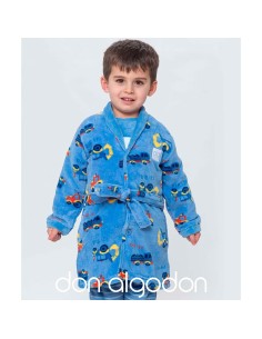 bata don algodón infantil para niño con botones modelo cochecitos