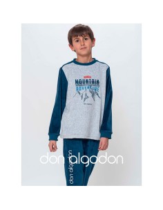 pijama de niño en terciopelo don algodón modelo mountain
