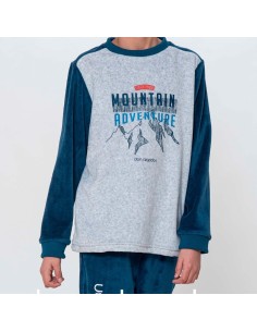 pijama de niño en terciopelo don algodón modelo mountain 2