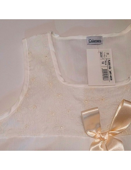 Camisón de comunión para niña bordado modelo clara de calamaro