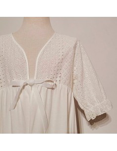 bata de niña para comunión en algodón y parte de arriba calada modelo Rocío de rapife 2